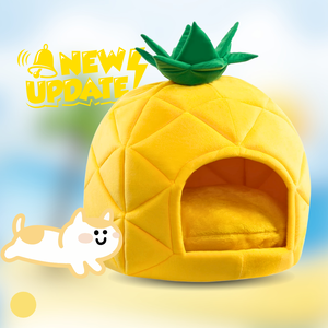 Nueva cama para mascotas autocalentable en forma de piña de felpa con cojín lavable extraíble y fondo antideslizante para gatos de interior y perros pequeños - Product Image 1