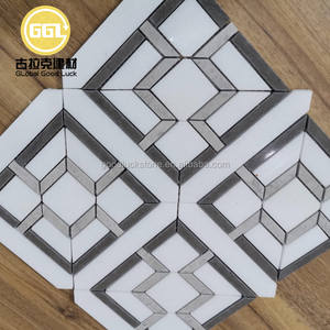 Design moderne Noir/Blanc Grilles de fenêtre similaires Surface polie Carrelage de mosaïque en marbre pour salle de bain Chambre Hall Décoration murale - Product Image 5