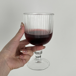 Copa de Vino de Cristal Vintage al por Mayor de Fábrica, Vaso Retro para Vino, Copa de Cristal Brillante con Grano Vertical - Product Image 2