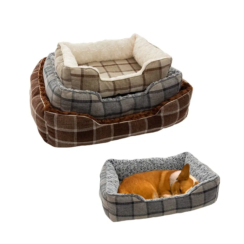 Famipet 제조 업체 사용자 정의 새로운 디자인 편안한 직사각형 빨 부드러운 봉제 애완 동물 강아지 고양이 개 침대