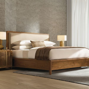 FERLY 2024 новая однотонная деревянная кровать из орехового дерева, каркас изголовья, стеновая панель, современная кровать, мебель, кровать из натурального дерева - Product Image 2