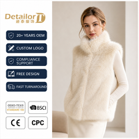 Gilet sans manches à capuche en fausse fourrure structurée 3D pour femme, style fourrure de renard, vêtement d'extérieur écologique pour l'automne