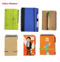 Bloc de Notas Adhesivas Ecológicas en Espiral, Bloc de Notas Pequeño de Papel Kraft, Bloc de Notas Personalizado con Logotipo, con Bolígrafo y Notas Adhesivas