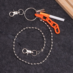 โซ่คาดเอวอะคริลิค จี้รูปบุหรี่ ประดับลูกปัดสีส้ม โซ่โลหะ สำหรับใส่ทุกวัน แฟชั่นเครื่องประดับร่างกาย - Product Image 4