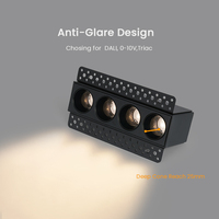 Foco Rectangular de aluminio Bestco con 4 cabezales, lámpara de techo LED COB lineal empotrada, luz de rejilla Trimless para interiores para hoteles