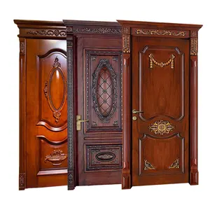 2023 New Design Classic Bedroom Hotel Luxury Vintage Carved Solid Wood Interior Wooden Doors