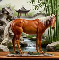 Sculpture de cheval robuste grandeur nature en résine marron personnalisable pour décoration intérieure, modèle de luxe pour bureau et salon