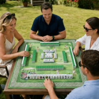 Jeu de tuiles de Mahjong portable moderne américain, résistant à l'eau, pour usage extérieur, directement de l'usine, faible MOQ, luxe original