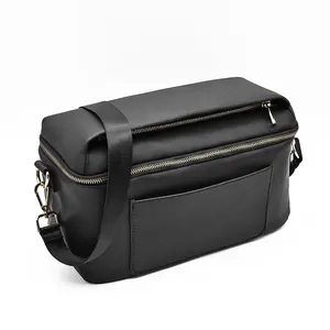 Multifunktionale schwarze vegane Lederkamera-Tasche individuelle Kameratasche mit Wildlederfutter