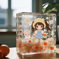 Bloc de Lucite d'affichage de brique d'anime en acrylique UV personnalisé de Hoshom avec l'impression de personnage de dessin animé pour la décoration de cadeau ou de chambre