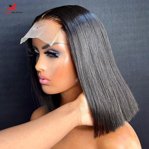 HQ Mixed Proc Discount 1 Piece Small Peruvian Bob <b>Lace</b> <b>Front</b> Remy <b>Human</b> <b>Hair</b> <b>Wig</b> Transparent Glueless <b>Lace</b> 4x4 for Short Bob <b>Wig</b> - Product Image 2