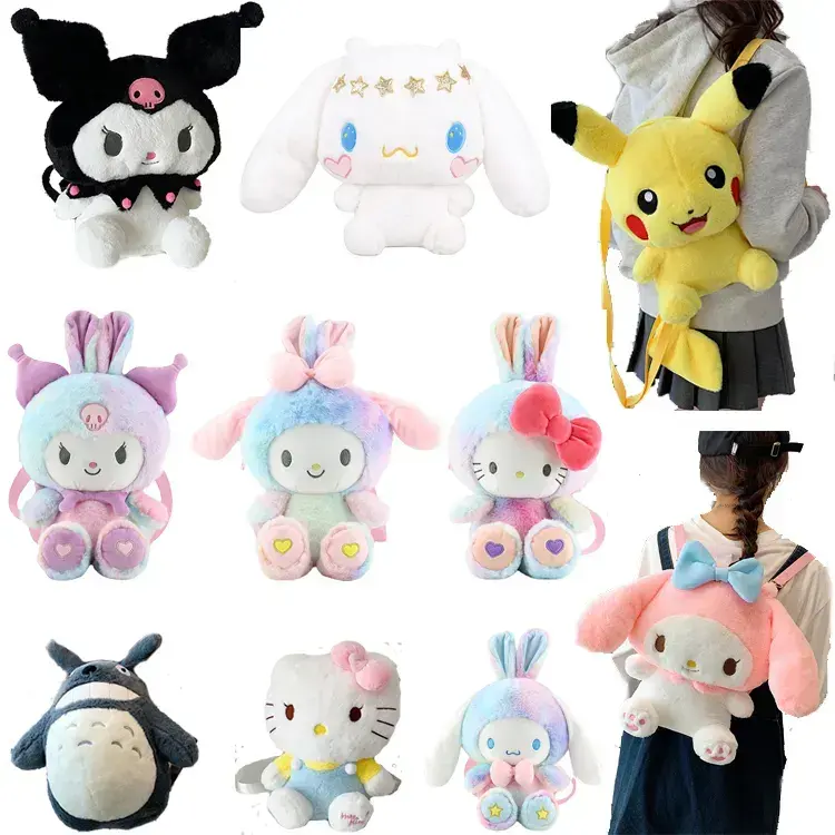 Girls Cartoon Soft Toys My Bag Melody Kuromi Adjustable Anime Plush Backpack Sanrio backpack anime plush toys doll wholesale