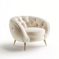 Fauteuil de détente moderne en velours avec boucle dorée pour salon, chambre, bureau à domicile, salle à manger, villa, extérieur et hôtel