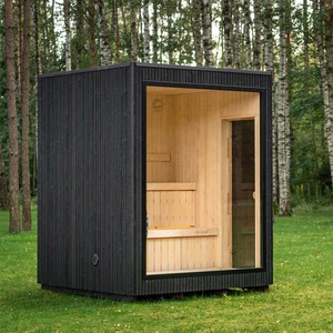 Sauna de Vapor Húmedo Moderna para Exteriores con Luz de Color, de Cedro Rojo, para 4 Personas, con Estufa de Piedras Calientes - Product Image 1