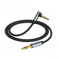 Câble audio AUX mâle-mâle 3,5 mm à angle de 90 degrés, portable, plaqué or, stéréo, pour haut-parleur de voiture et téléphone