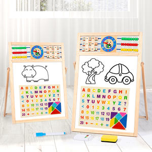 Chevalet double face pour enfants avec tableau blanc magnétique et tableau noir à peindre, chevalet en bois 4-en-1 pour enfants - Product Image 6