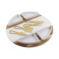 Yashion – Nouvel ensemble de planches à fromage en bois d'acacia et marbre, bols en céramique, couteaux en acier inoxydable doré, plateau de charcuterie pour la maison