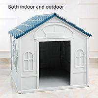 Villa de Lujo Moderna para Perros Grandes, con Techo de Hierro y PP, Orificios de Ventilación, Diseño de Costuras Espaciosas, Rojo-Blanco