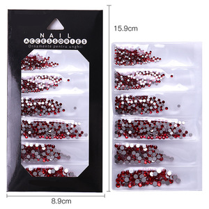 Wholesale 6 <b>Grids</b> Flat Bottom Diamond Glass Round Manicure Diamond Colorful Rhinestones - Product Image 5