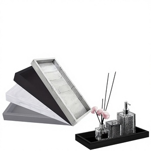 Plateau de rangement de salle de bain multifonctionnel en silicone carré, amovible et sans installation, avec support de table de style bureau - Product Image 1