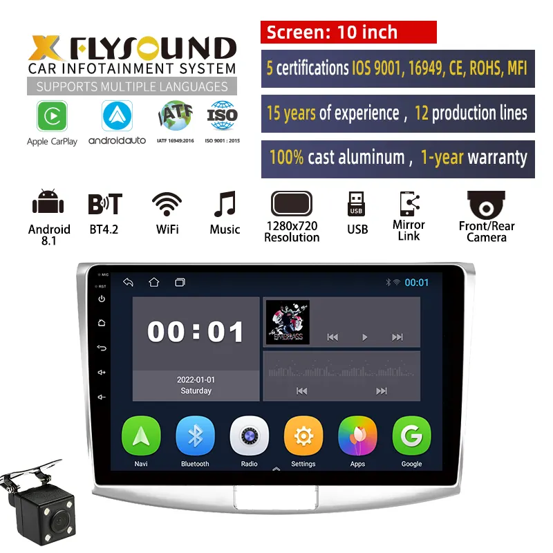 Passat B7 Android 2 Din 9 ''10'' IPS Touch Screen WIFI GPS fotocamera posteriore Android Car DVD Radio lettore MP5