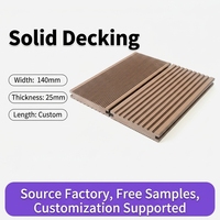 Planches de terrasse en WPC solide de qualité supérieure, anti-pourriture, composite bois-plastique, longueur personnalisée pour les sols de jardin et de patio de luxe