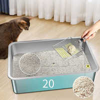 Bac à litière pour chat en acier inoxydable sur mesure - Extra large, semi-fermé, facile à nettoyer, design à bords hauts, grande capacité, carré