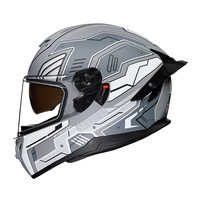 Casque de moto intégral personnalisé avec visière double lentille pour casque audio et grand spoiler - Certifié 3C/DOT