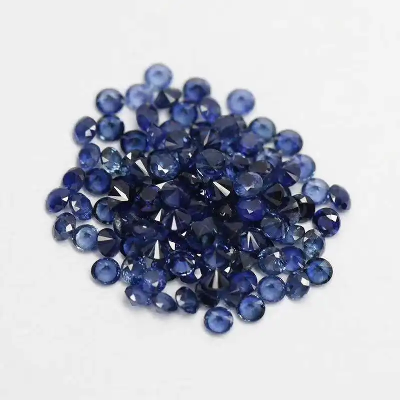 China atacado 100% natural azul safira rodada corte azul profundo pedra preciosa 1.1mm 1.7mm natural cristal azul diamante