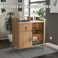Armoire latérale de porte en verre moderne de luxe buffet en bois avec dessus en marbre pour salon salle à manger stockage meubles de maison