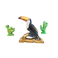 Jouet en bois sculpté en forme de toucan, décoration animale créative en bois