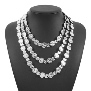 Kaimei 2026 joyería de moda Moneda de Oro geométrica collar apilado multicapa exagerado Punk moda disco redondo collares de oro - Product Image 6