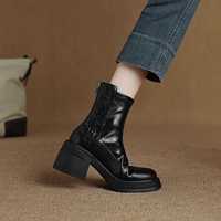 Bottines Chelsea à plateforme pour femmes, talon bloc, entrejambe élastique, fermeture éclair au dos en cuir, semelle épaisse, bottes tendance, 2 couleurs