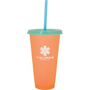 Bicchieri in Plastica Riutilizzabili da 24 oz con Cambio Colore, Coperchio e Cannuccia, Economici all'Ingrosso - Product Image 4