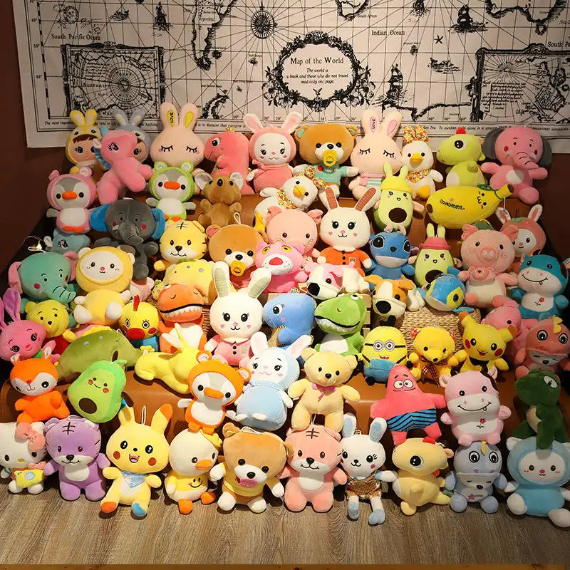 Vente en gros 10-15cm pas cher mélange super doux mignon drôle griffe grue machine poupée peluche animaux jouets pour griffe machine