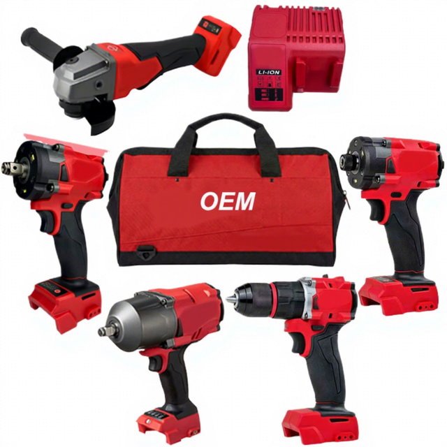 Milwa 9-in-1ukee Cordless 18V Angle Grinder Impact Wrench Drill Power Tool Set Professional Auto Repair Tool
