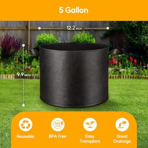 Heavy Duty 15 galloni semplici Deluxe Grow Bags 12 Pack ispessito tessuto non tessuto di aerazione con manici Deluxe fioriere vasi - Product Image 6