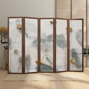 Biombo Plegable Estilo Chino de Madera Maciza con Diseño Floral para Sala de Estar, Oficina o Estudio - Product Image 2