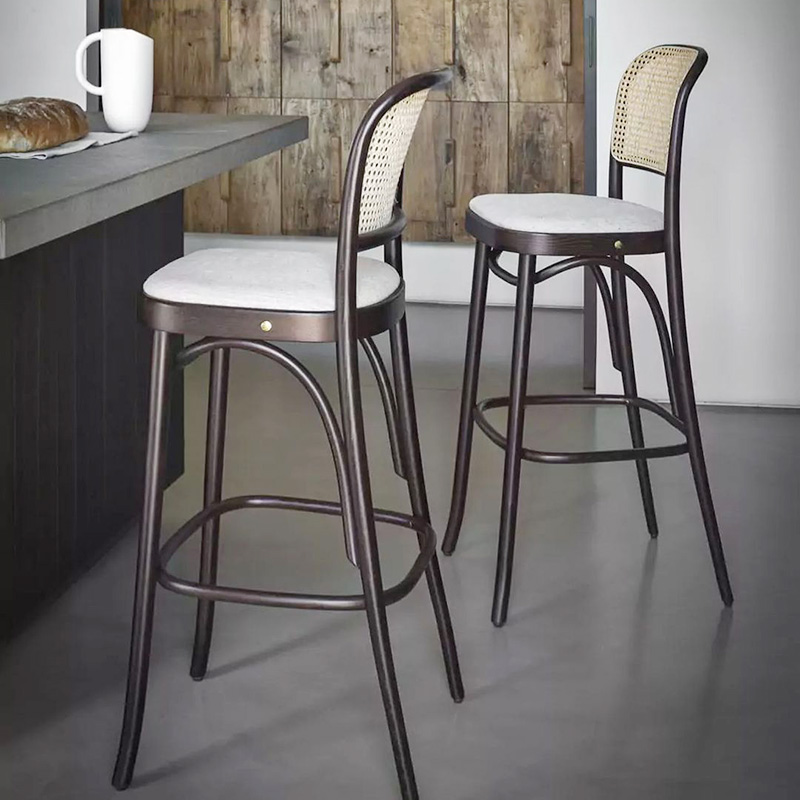 Классическое барное кресло из ротанга, гостиничный барный стул из массива дерева, высокий стул для кухни, ресторана