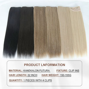 जूलियाना कनाकेलोन थोक 22 इंच 150 ग्राम मोटी एक टुकड़ा पैकेट सीधे बालों के एक्सटेंशन गर्मी प्रतिरोधी में सिंथेटिक 4 क्लिप - Product Image 3