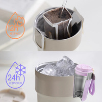 2025 Tasse à café de voyage sous vide à double paroi isolée de 500ml avec logo personnalisé avec corde portable et couvercle en paille pour le camping