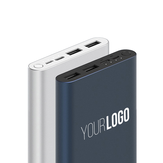 Custom Logo Power Bank 10000mAh Quick Charge Dual-USB Aluminium Powerbank Fast Charger Portable External Battery