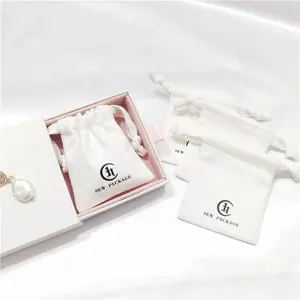 Chuanghua Jewelry Display Beauty Muslin Organic White Cotton Pouch Bag Fabric Packaging Jewelry Packaging Pouch And Box Custom