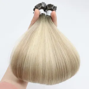 Dubbel Getrokken Keratine Maagdelijke Prebonded Platte Punt Haarverlenging 100% Russische Menselijke Remy Hair Extensions