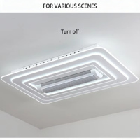 Ventilateur de plafond LED rectangulaire en fer et acrylique, moderne, silencieux, avec lampe invisible, pour salon, chambre, villa, décoration intérieure