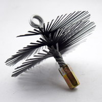 Brosse balayeuse industrielle de cheminée de long manche de fil d'acier plat, brosse tournante de cheminée
