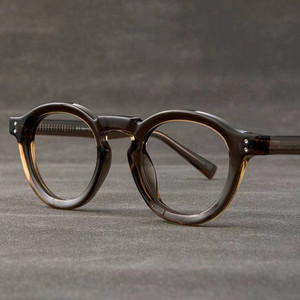 Nouveau à la mode homme lunettes cadre bleu lumière bloquant Transparent marron TR90 rond alliage insérer Armazones De Lentes - Product Image 5
