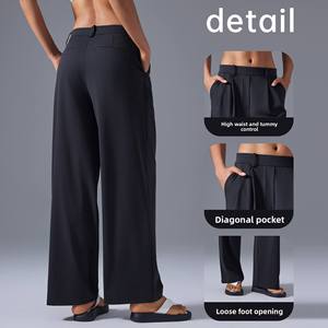 Roregal pantaloni larghi da donna Casual larghi e traspiranti ad asciugatura rapida per il Fitness sport pantaloni a gamba dritta con tasche - Product Image 2