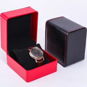 Hanhong-Caja de regalo de lujo hecha a mano, reloj mecánico de cuarzo de color sólido, caja de embalaje de reloj de cuero PU