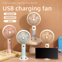 Ventilateur USB rechargeable DD8193B, couleur Morandi, mini ventilateur portable avec support pour téléphone, ventilateur USB portable avec lumière